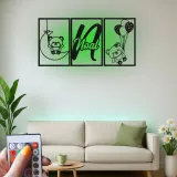 Cartel de nombre de oso de peluche personalizado | Arte mural de metal LED para guardería | Decoración de habitación de bebé personalizada | Regalo de recuerdo para recién nacidos