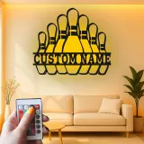 Cartel de metal LED personalizado para pines de boliche, regalo para bolichistas, decoración de sala de juegos