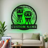 Cartel de metal personalizado con luz LED de bongos para regalo de músico, decoración de sala de música