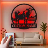 Insegna in metallo LED personalizzata Fattoria di Mucche - Regalo per Agricoltori, Decorazione Rustica per Fienile 2