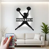 Insegna in metallo LED a silhouette di cheerleader personalizzata regalo per appassionati di cheer decorazione camera