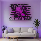 Cartel de metal LED personalizado de Granja de Cerdos, regalo para agricultores, decoración rústica de granero