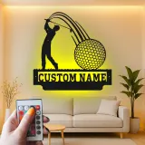 Insegna LED personalizzata da golf | Decorazione murale in metallo su misura per man cave | Targa con nome del golfista | Regalo per appassionati di golf