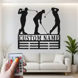 Enseigne de golf personnalisée avec LED | Décoration murale en métal sur mesure pour man cave | Plaque prénom golfeur | Cadeau pour lui