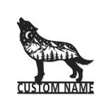 Custom Wolf Mountain Scene Led Light Metal Wall Art Personalized Gift for Nature Lovers Rustic Cabin Decor 2