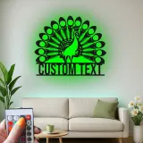 Enseigne en métal personnalisée de paon | Art mural éclairé LED pour maison et entreprise | Décor d'oiseau Art déco