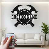 Décoration murale en métal personnalisée avec éclairage LED d'outils de menuisier