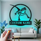 Custom Bearded Dragon Led Light Metal Wall Art Personalized Reptile Lover Gift Unique Bedroom Decor