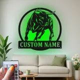 Décoration murale en métal personnalisée avec éclairage LED de taureau - Cadeau pour éleveurs - Décor de ferme rustique