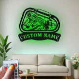 Cartel de metal LED personalizado de camping en montaña regalo para entusiastas del aire libre decoración de cabaña o campamento