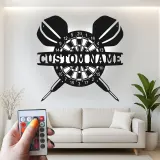 Cartel de metal personalizado con luz LED de diana, regalo personalizado para entusiastas de los dardos, decoración para sala de juegos