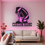 Custom Football Player LED Sign | Personalized Metal Wall Art for Teen Room | Sports Fan Gift | Athlete Decor