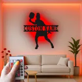 Insegna LED personalizzata per pickleball | Arte murale in metallo con nome per lei | Regalo per atleta donna | Decorazione per game room