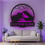 Cartel de metal LED de camión volquete personalizado, regalo para entusiastas de camiones, decoración para garaje u oficina