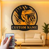 Décoration murale en métal personnalisée avec lumière LED en forme de dinosaure pour la chambre ou la salle de jeux des enfants 1