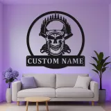 Panneau Métallique LED Crâne de Bûcheron | Art de Nom de Bûcheron Personnalisé | Décor Rustique de Forestier pour Garage ou Coin des Hommes | Cadeau pour Lui