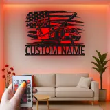 LED-Schild Black Hawk Helicopter | Personalisiertes Metallschild | Militärische Dekoration für Piloten | Patriotisches Geschenk für die Luftfahrt