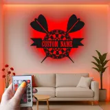 Insegna in metallo LED personalizzata per dartboard regalo per giocatori di freccette decorazione per sala giochi