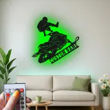 Cartel de metal personalizado para moto de nieve | Señal LED de deportes extremos | Decoración mural personalizada para garaje | Regalo para motonieve