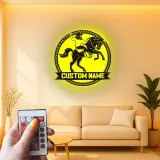 Custom Cowboy and Horse Led Light Metal Wall Art Western Gift for Ranch Lovers Rustic Home Decor