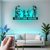 Custom Family Motocross Led Light Metal Wall Art Personalized Gift for Dirt Bike Enthusiasts Garage or Game Room Decor