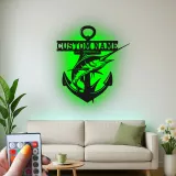 Custom Marlin Anchor Sign | Personalized LED Metal Wall Art | Deep Sea Fishing Decor for Man Cave Gift | Nautical Wall Decor