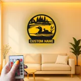 Panneau métallique personnalisé plongeon huard avec LED | Décoration murale pour maison de lac | Déco rustique pour amoureux de la nature