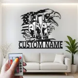 Custom Metal Bald Eagle Wall Art | LED Light Decor | Veteran Gift | Patriotic Home & Office Signage