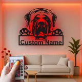 Cartel de metal LED personalizado de Mastín, regalo para amantes de los perros, decoración para sala de estar o vestíbulo