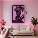 Panneau en métal personnalisé de golfeuse | Décoration murale LED personnalisée | Cadeau pour amoureuse du golf | Décor de salle de sport
