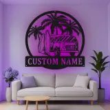 Custom Surf Van Led Light Metal Wall Art Personalized Beach Lover Gift Coastal Decor for Surf Enthusiasts