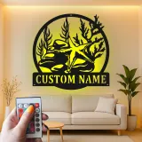 Custom Starfish Metal Sign | LED Nautical Wall Art | Personalized Beach House Decor | Coastal Ocean Scene Light