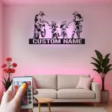 Custom Family Motocross Led Light Metal Wall Art Personalized Gift for Dirt Bike Enthusiasts Garage or Game Room Decor