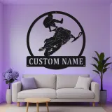 Custom Snowmobile Metal Sign | Personalized LED Wall Art for Rider | Extreme Sports Garage Decor & Man Cave Gift
