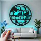 Insegna in metallo LED per campeggio RV personalizzata regalo per campeggiatori decorazione per avventure all'aperto