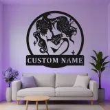 Silueta personalizada de madre e hijo | Decoración mural de metal LED | Decoración personalizada para habitación infantil y regalo para nueva mamá