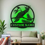 Cartel de metal personalizado de Cockatoo con luz LED Regalo para amante de aves Decoración de sala de estar o patio