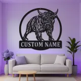 Décoration murale en métal Highland Cow | Plaque prénom personnalisée rétroéclairée LED | Déco rustique maison de campagne et ranch pour la maison ou l’entreprise