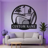 Panneau LED de golf personnalisé en métal | Décoration murale avec prénom de golfeur | Déco de cave à homme et bar à domicile | Cadeau unique pour lui