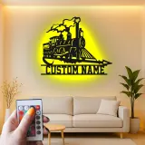 Custom Steam Train Led Light Metal Wall Art Personalized Gift for Train Enthusiasts Man Cave or Office Decor 2