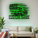 Personalized Tank Metal Art | LED American Flag Sign | Custom Military Decor for Veteran | Man Cave Wall Art