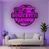 Custom Classic Car Led Light Metal Wall Art Personalized Garage Gift for Him Man Cave Decor 2