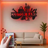 Cartel de jardín personalizado con luces LED | Decoración mural de metal personalizada | Decoración exterior para patio | Regalo para jardineros