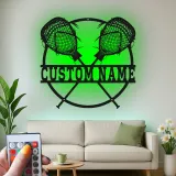 Personalisierte Lacrosse-Sticks LED-Leuchte | Personalisiertes Metallschild | Sportdekoration für Spieler, Trainer & Jugendzimmer