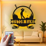 Personalized Golf Sign | LED Metal Wall Art for Man Cave Decor | Custom Name Golfer Gift | Golf Lover Wall Decor