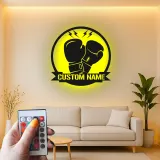 Cartel de metal LED de guantes de boxeo personalizado regalo para boxeadores, gimnasio o decoración de cueva de hombre 2