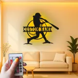 Insegna in metallo personalizzata per giocatore di softball con luce LED regalo per atleti decorazione per sala giochi sportiva 1