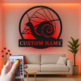 Insegna in metallo personalizzata a forma di lumaca con LED | Regalo personalizzato per giardinieri | Decorazione da parete per patio esterno | Arredo ispirato alla natura