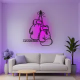 Insegna in metallo personalizzata con guantoni da boxe e luce LED - Regalo personalizzato per pugili, palestra o decorazione per angolo dedicato 1