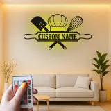 Insegna in metallo retroilluminata con chef di panetteria regalo personalizzato per panettieri decorazione per cucina per appassionati di cucina